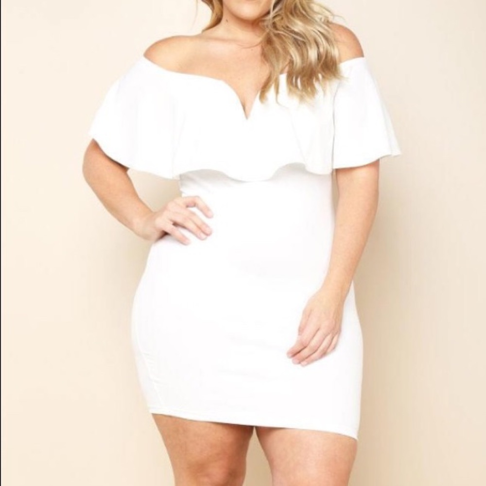 Flounce off the shoulder dress